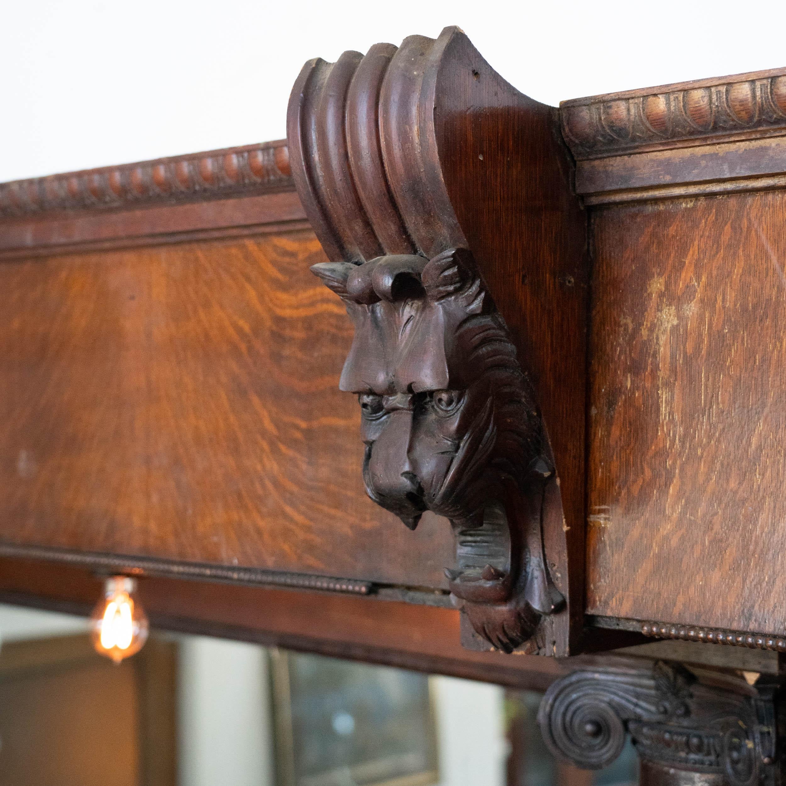1890 oak back bar by Charles Passow and Sons Chicago For Sale 5