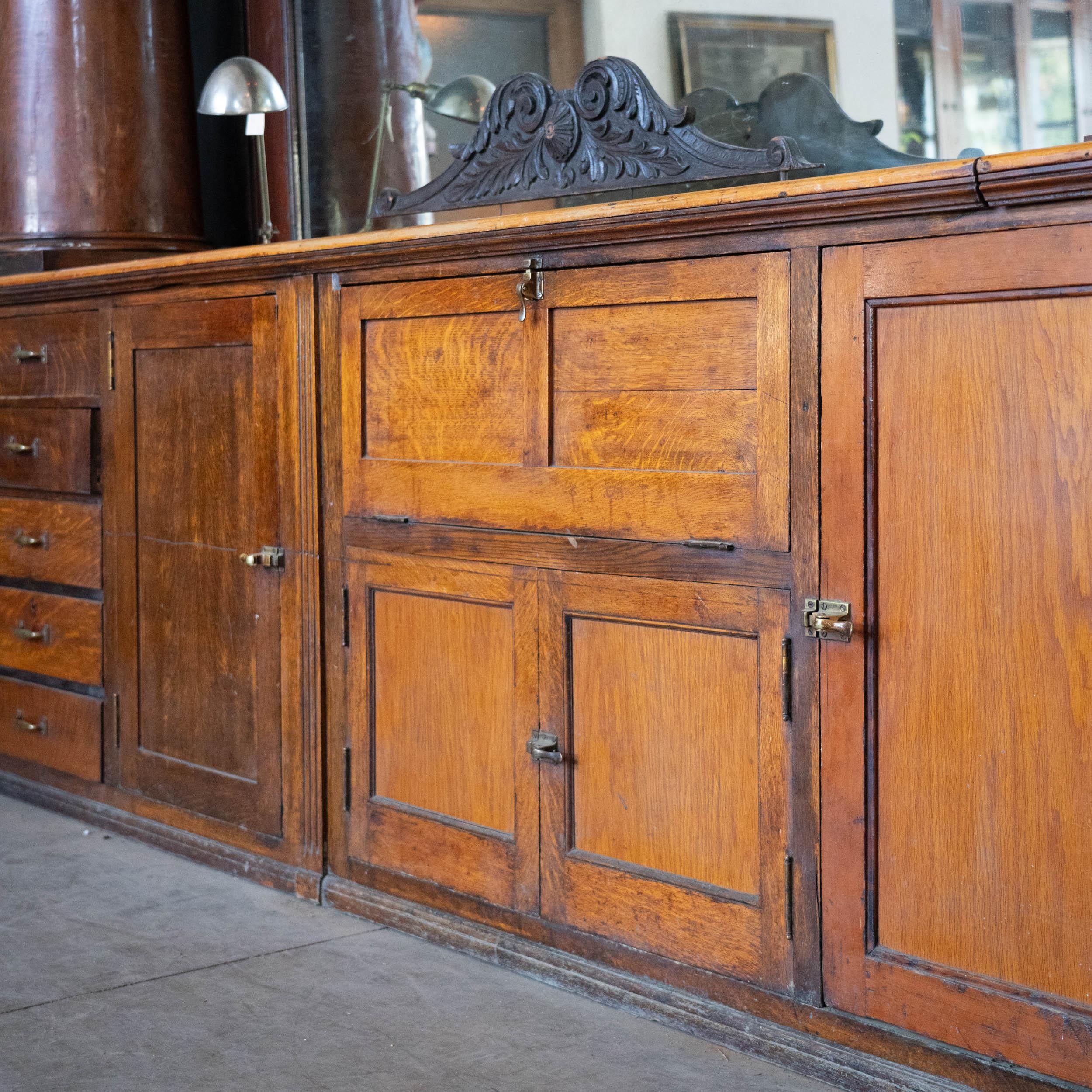 American 1890 oak back bar by Charles Passow and Sons Chicago For Sale