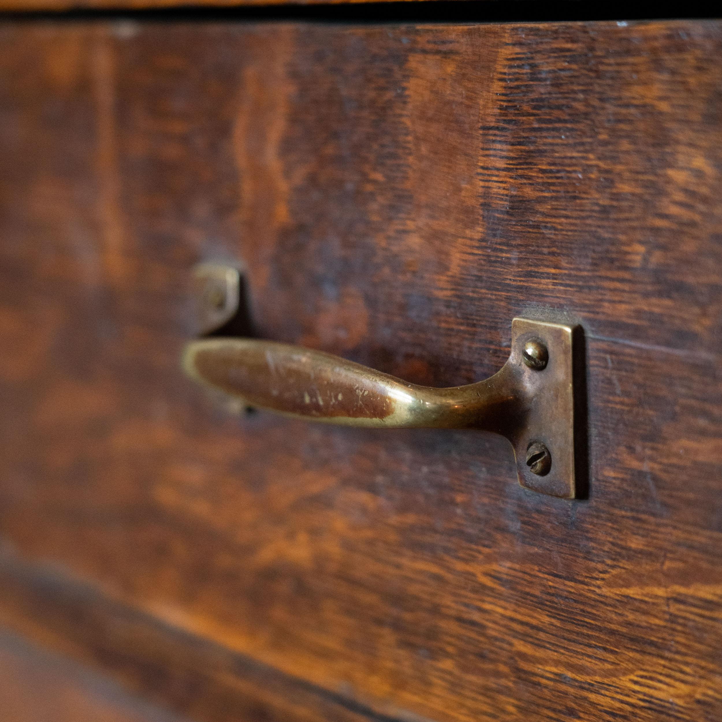 Brass 1890 oak back bar by Charles Passow and Sons Chicago For Sale