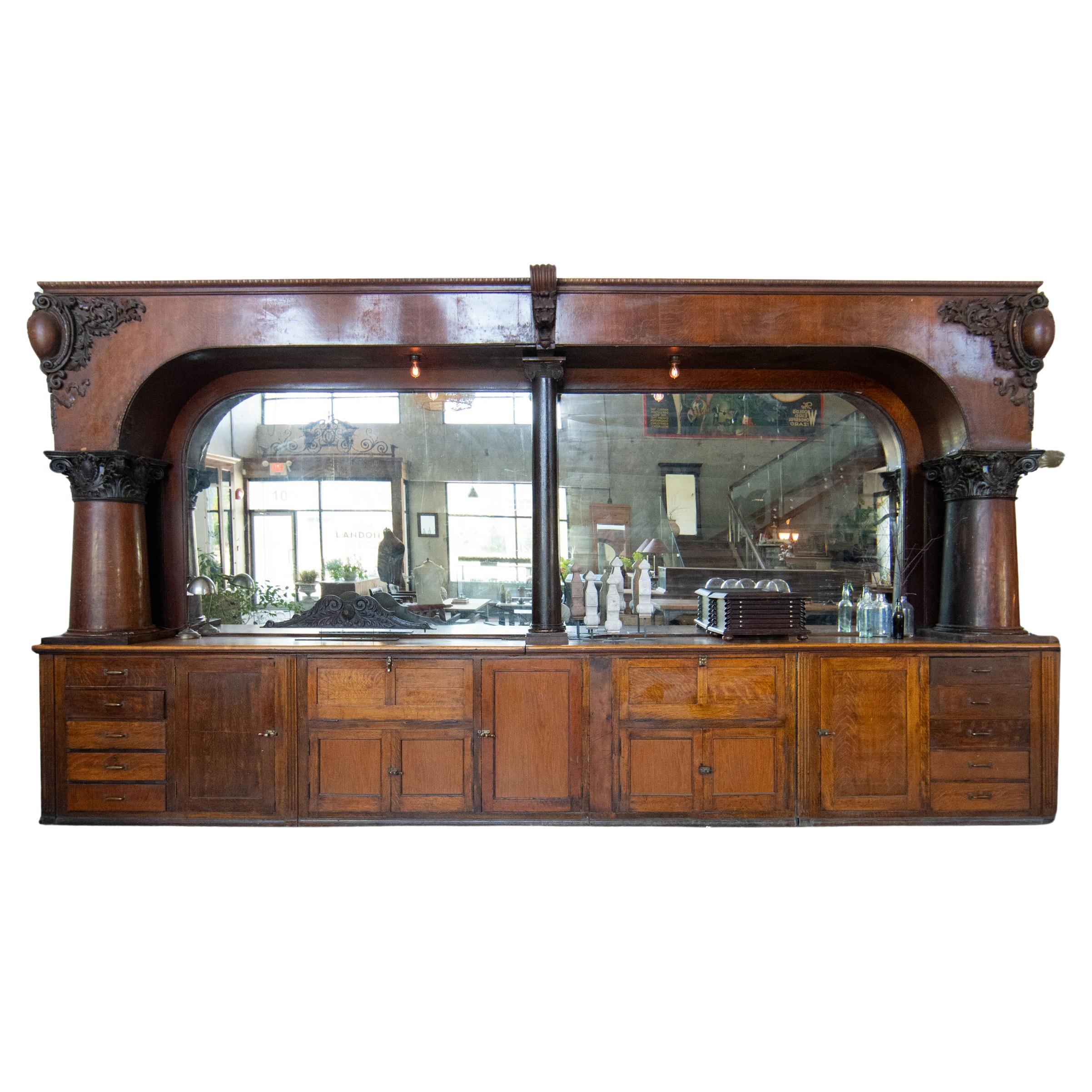 1890 oak back bar by Charles Passow and Sons Chicago