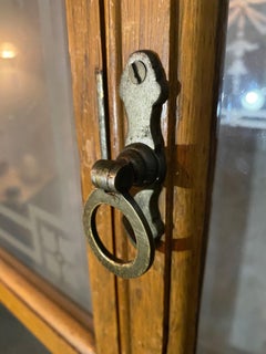 1890 Oak Glass Door Standing Showcase Display Case