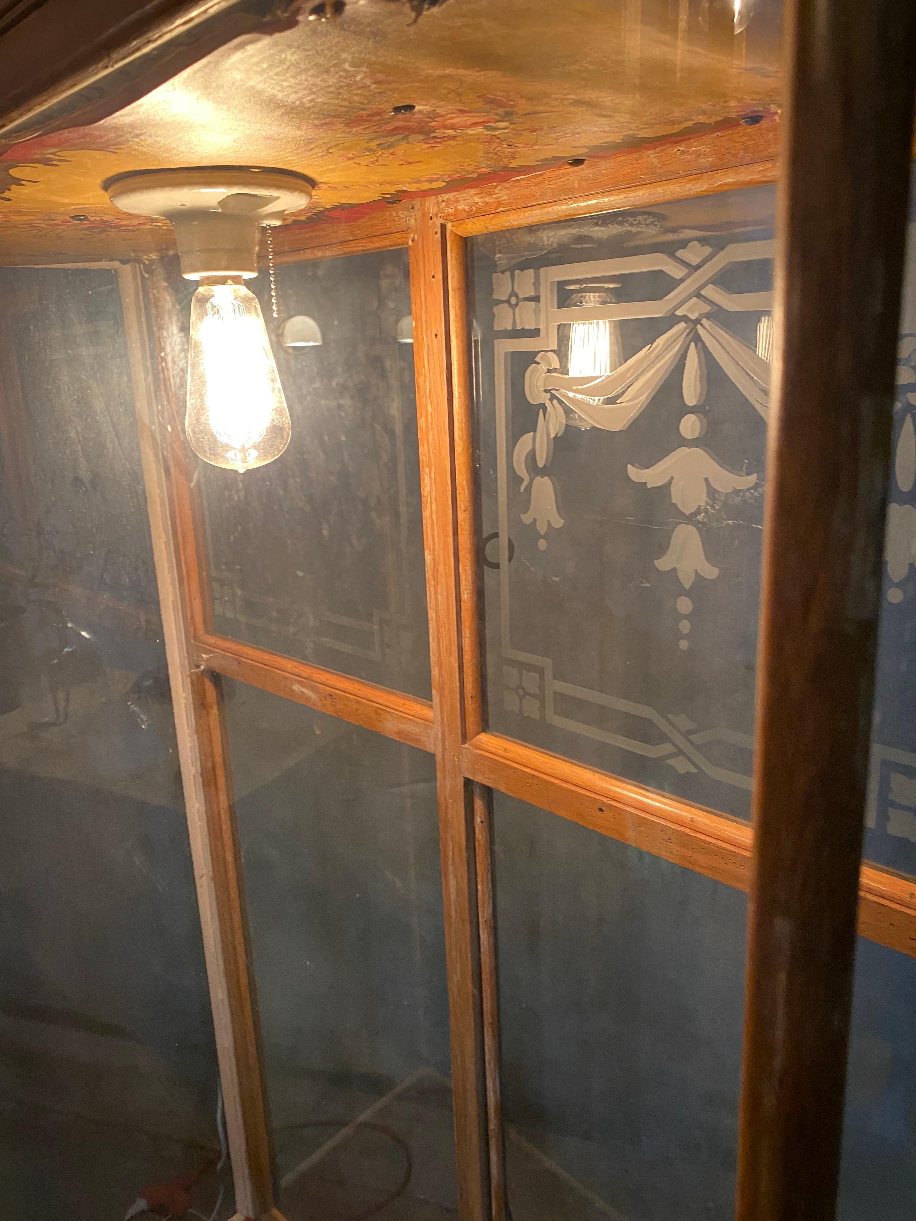 American 1890 Oak Glass Door Standing Showcase Display Case For Sale