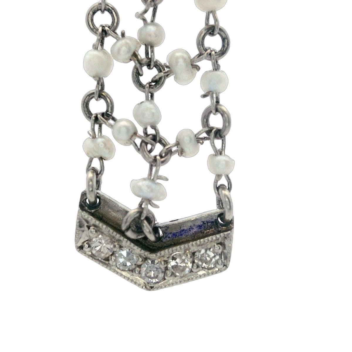Art Déco Bracciale da cintura regolabile in platino del 1890 con diamanti e microperle in vendita
