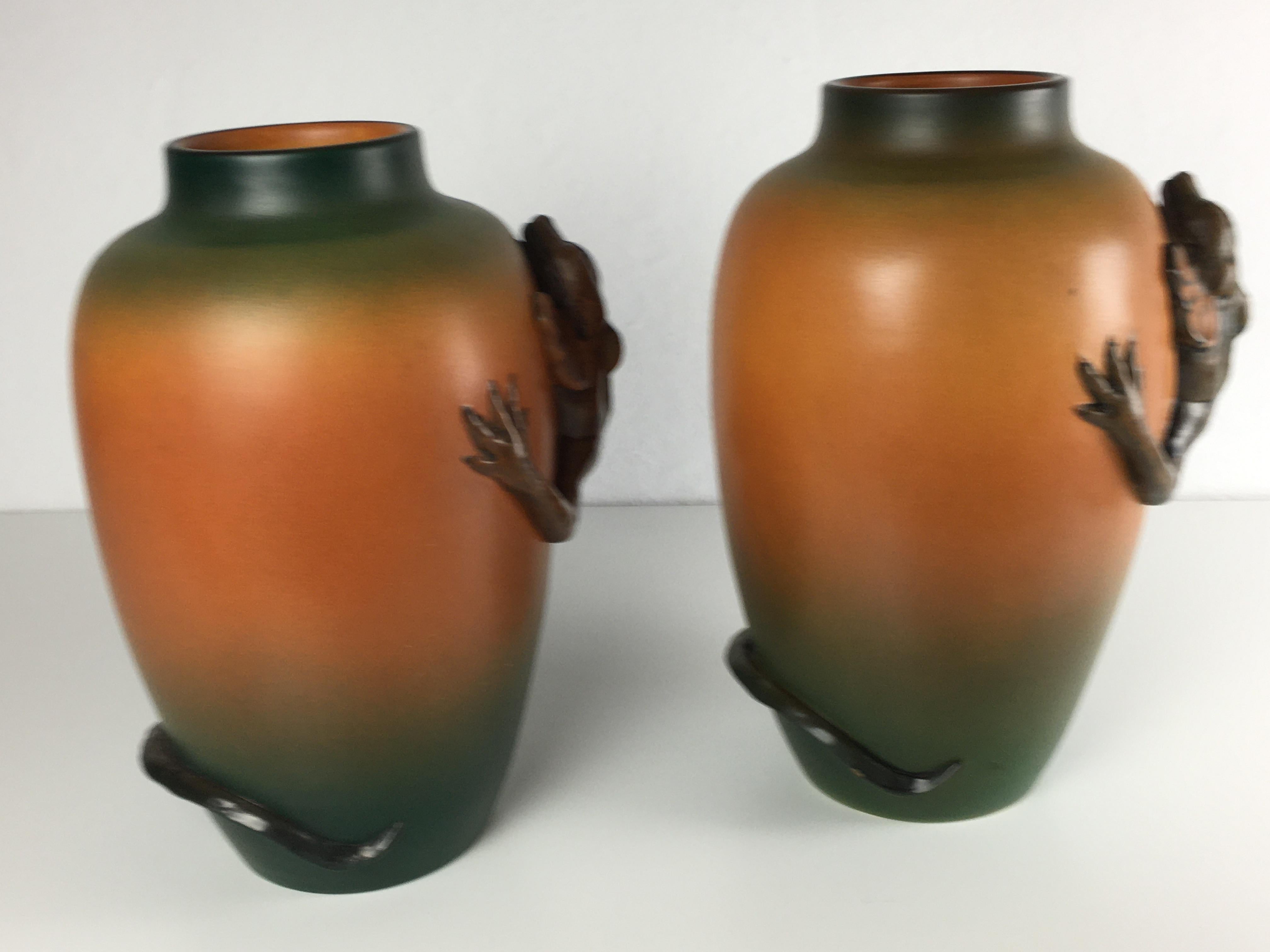 1890´s Set of Two Hand-Crafted Danish Art Nouveau Lizard Vases by P. Ipsens Enke For Sale 1