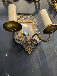 1890 Silver and Bronze Sconces