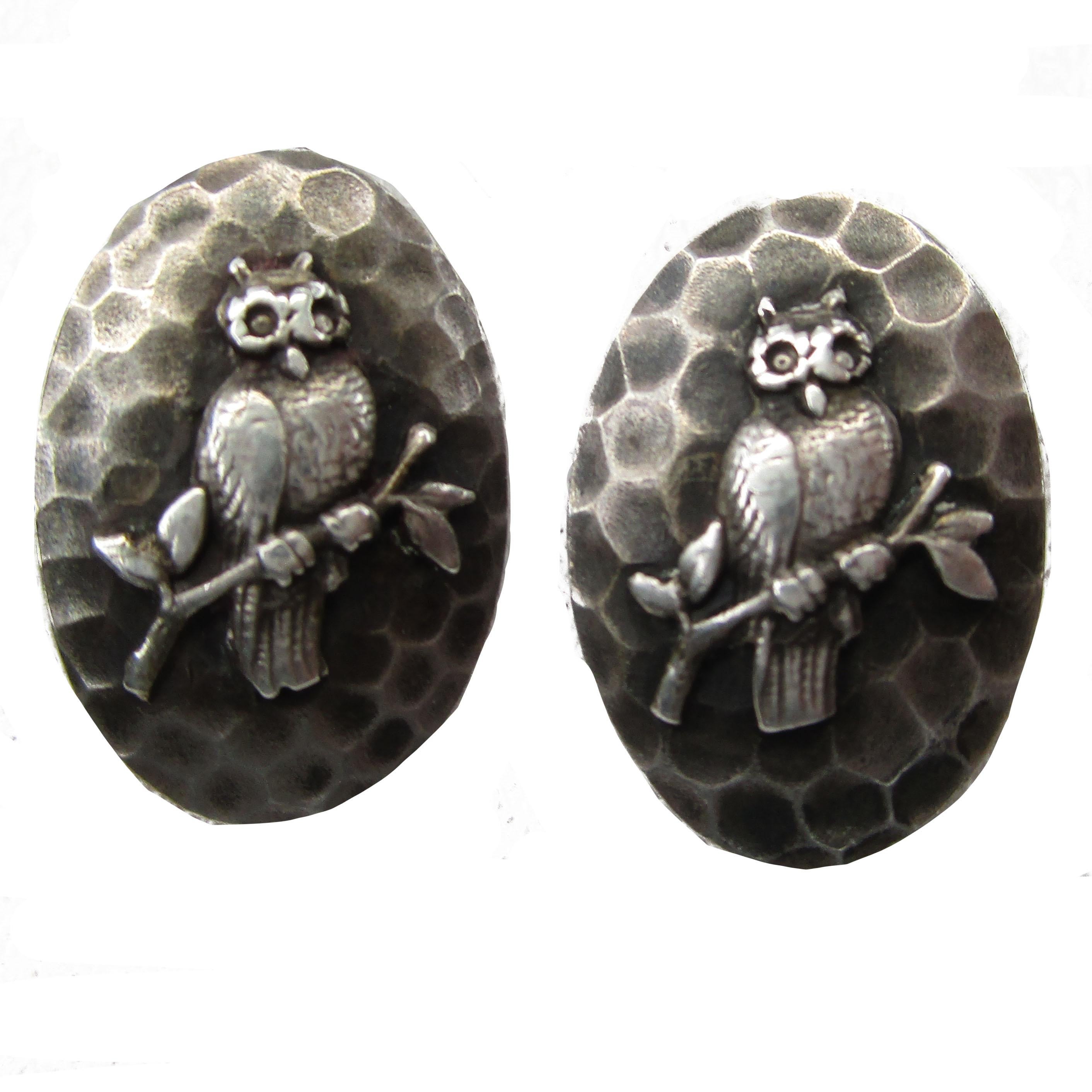 These cufflinks are the epitome of antique Victorian excellence. The hammered technique gives these cufflinks an intriguing texture that really makes the owl and beetle designs stand out! These links are in near mint condition! These would make the