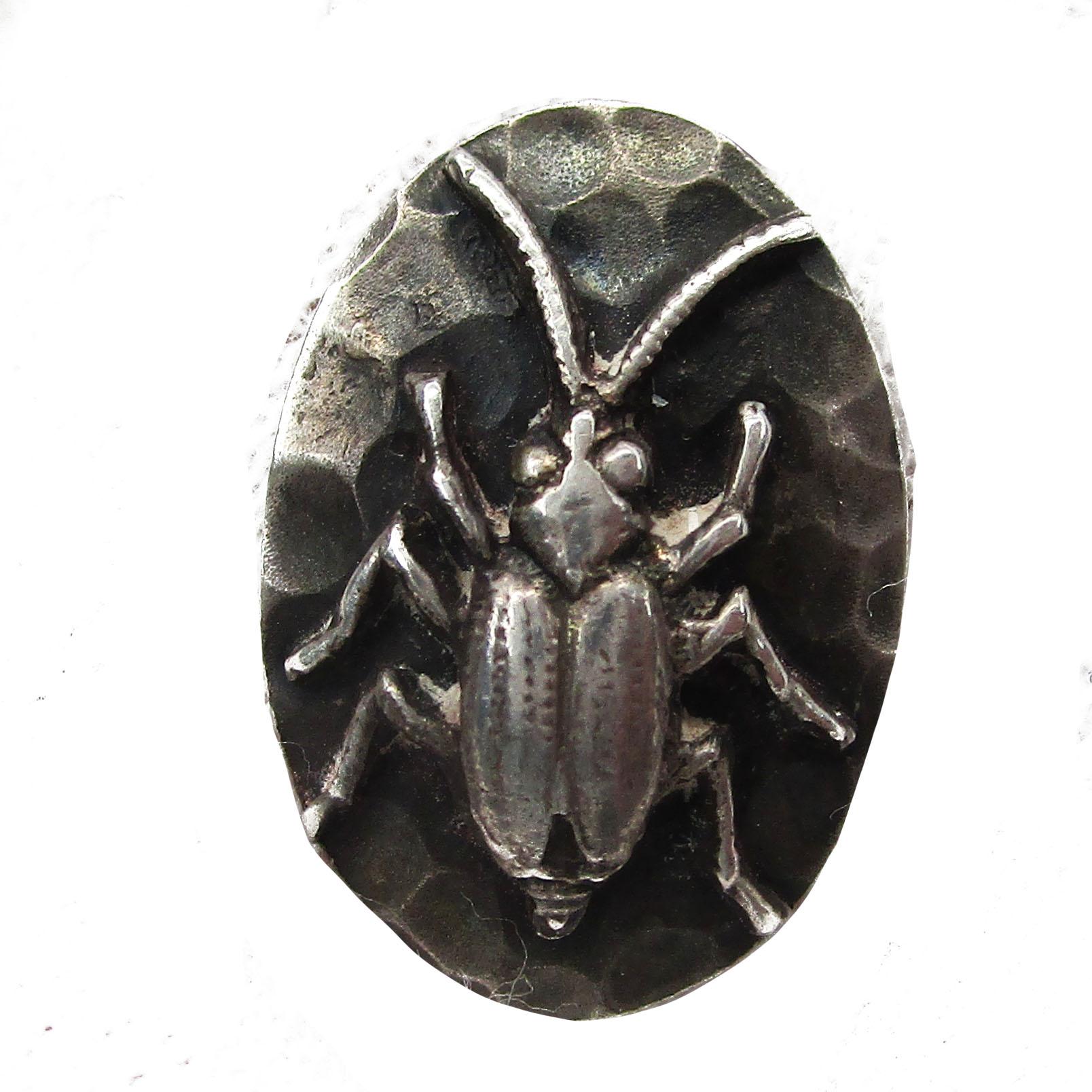 Boutons de manchette hibou et scarabée en argent sterling de 1890 Unisexe en vente
