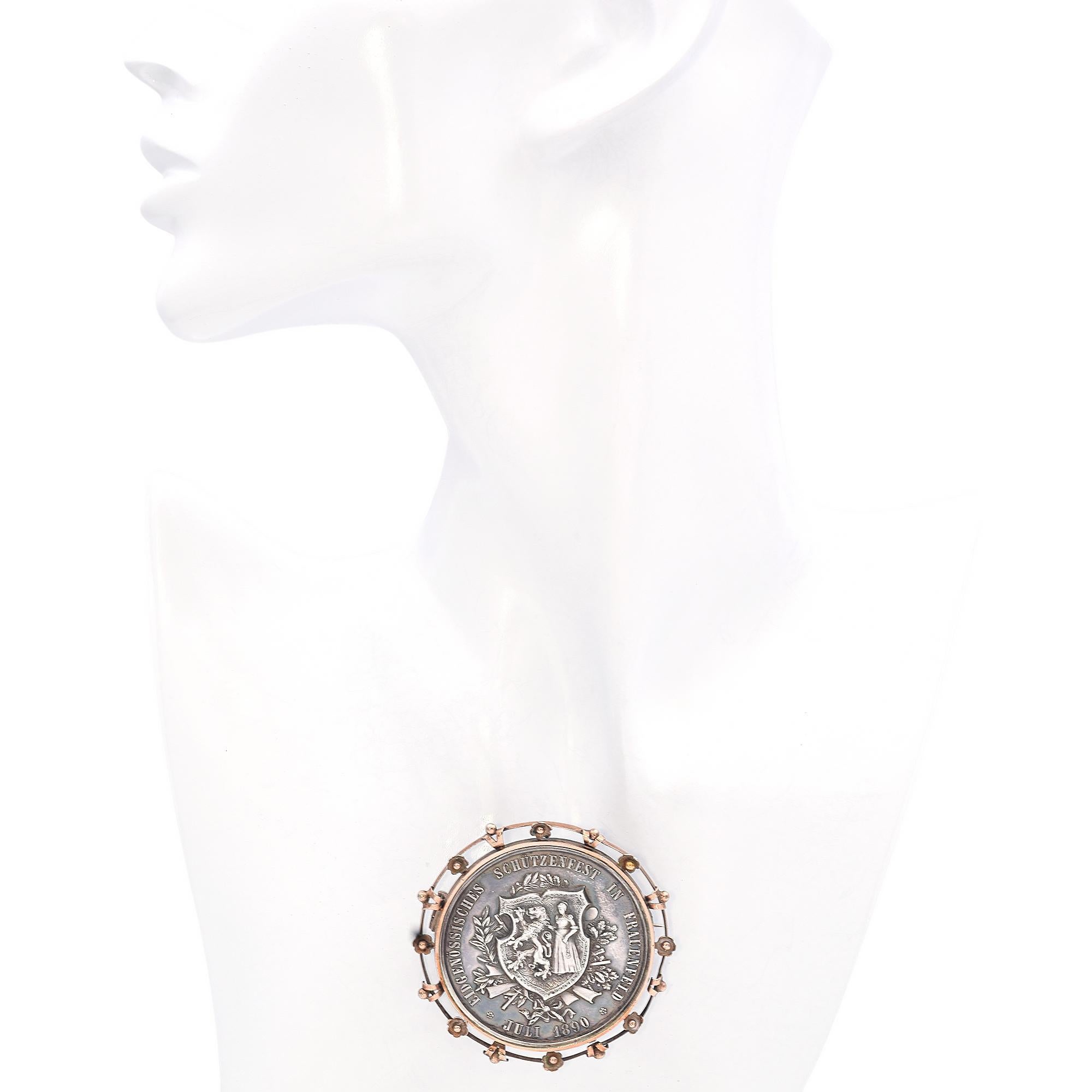 1890 Svizzera Frauenfeld Medaglia del Festival del Tiro a Segno .999 Silver in vendita 1