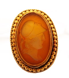 1890 Victorian 14 Karat Yellow Gold and Carved Citrine Cufflinks