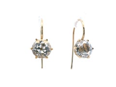 1890 Victorian 14 Karat Yellow Gold Silver Topaz Drop Earrings