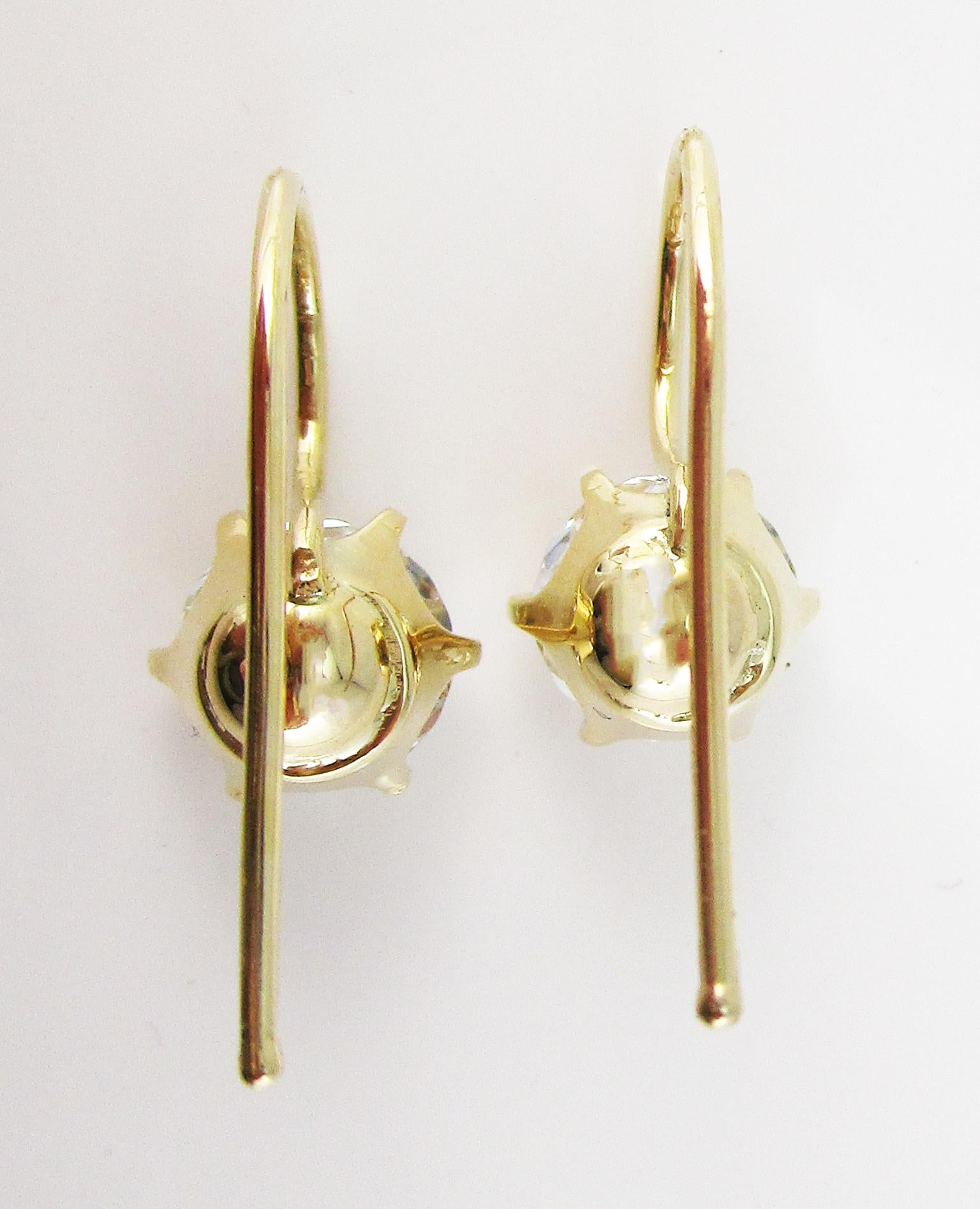 1890 Victorian 14 Karat Yellow Gold Silver Topaz Drop Earrings In Good Condition For Sale In Lexington, KY