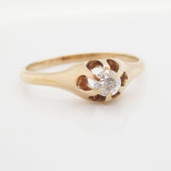 1890 Victorian 14K Rose Gold Old Mine Cut Diamond Ring