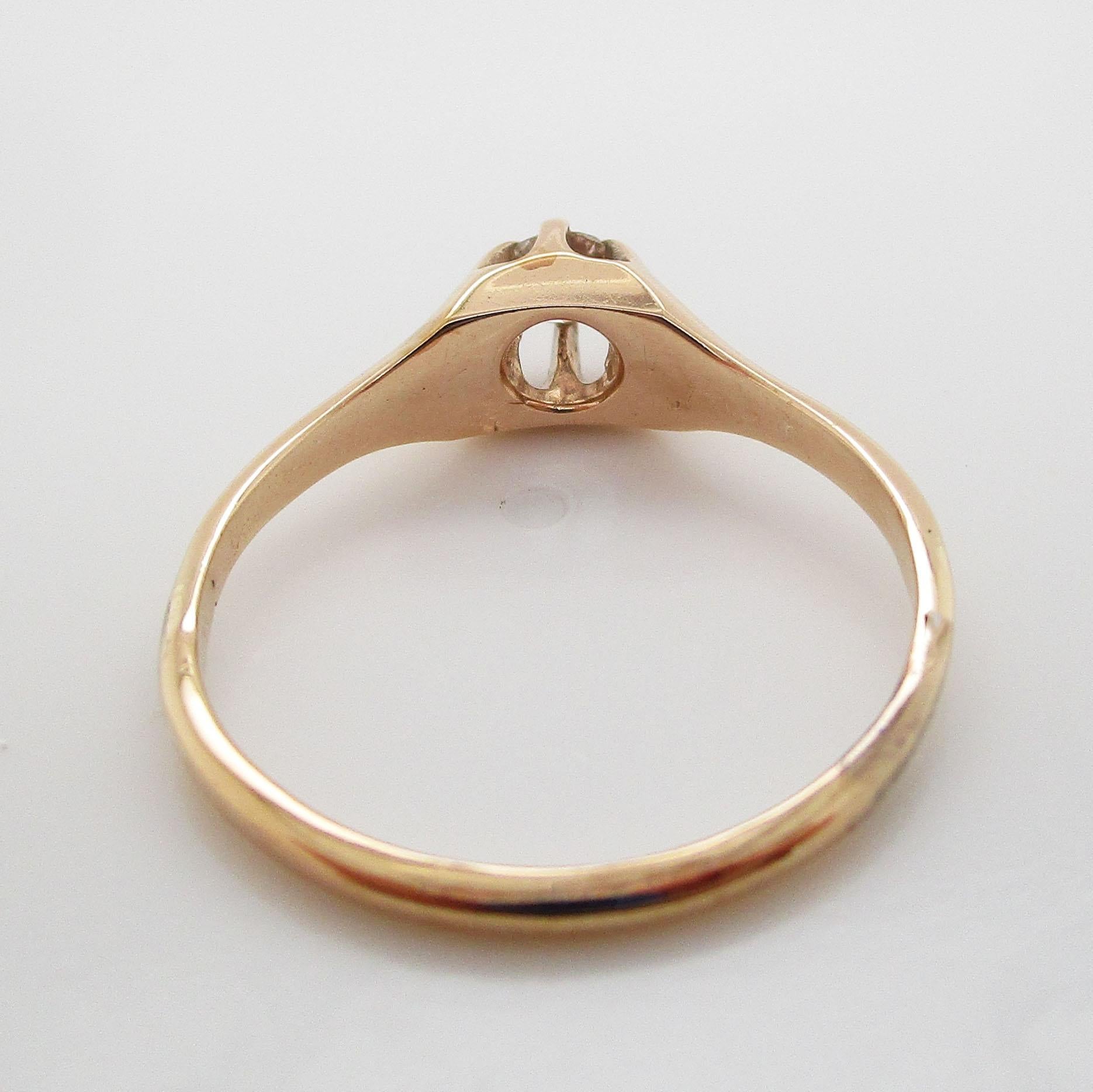 Late Victorian 1890 Victorian 14K Rose Gold Old Mine Cut Diamond Ring For Sale