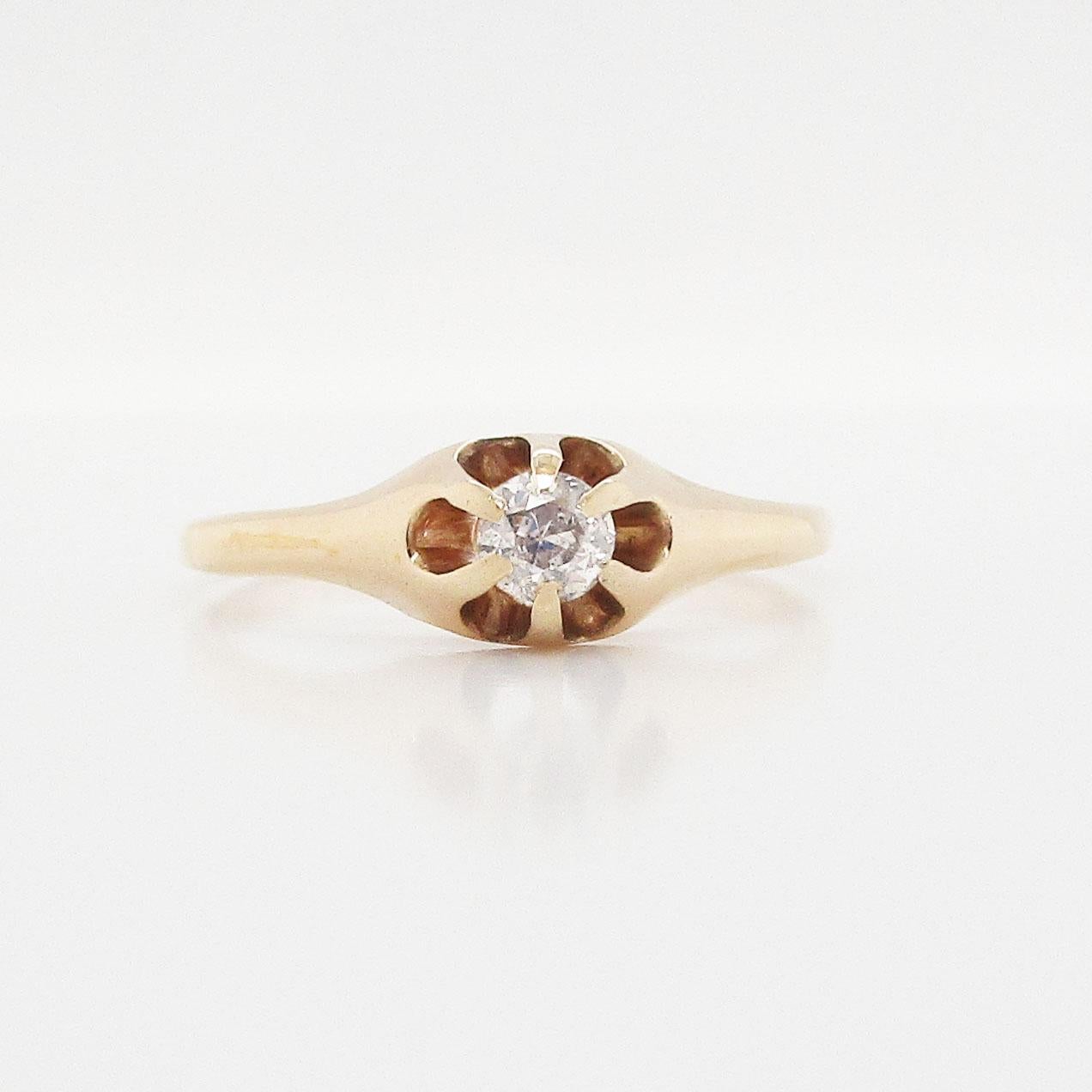 Women's 1890 Victorian 14K Rose Gold Old Mine Cut Diamond Ring For Sale