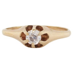 1890 Victorian 14K Rose Gold Old Mine Cut Diamond Ring