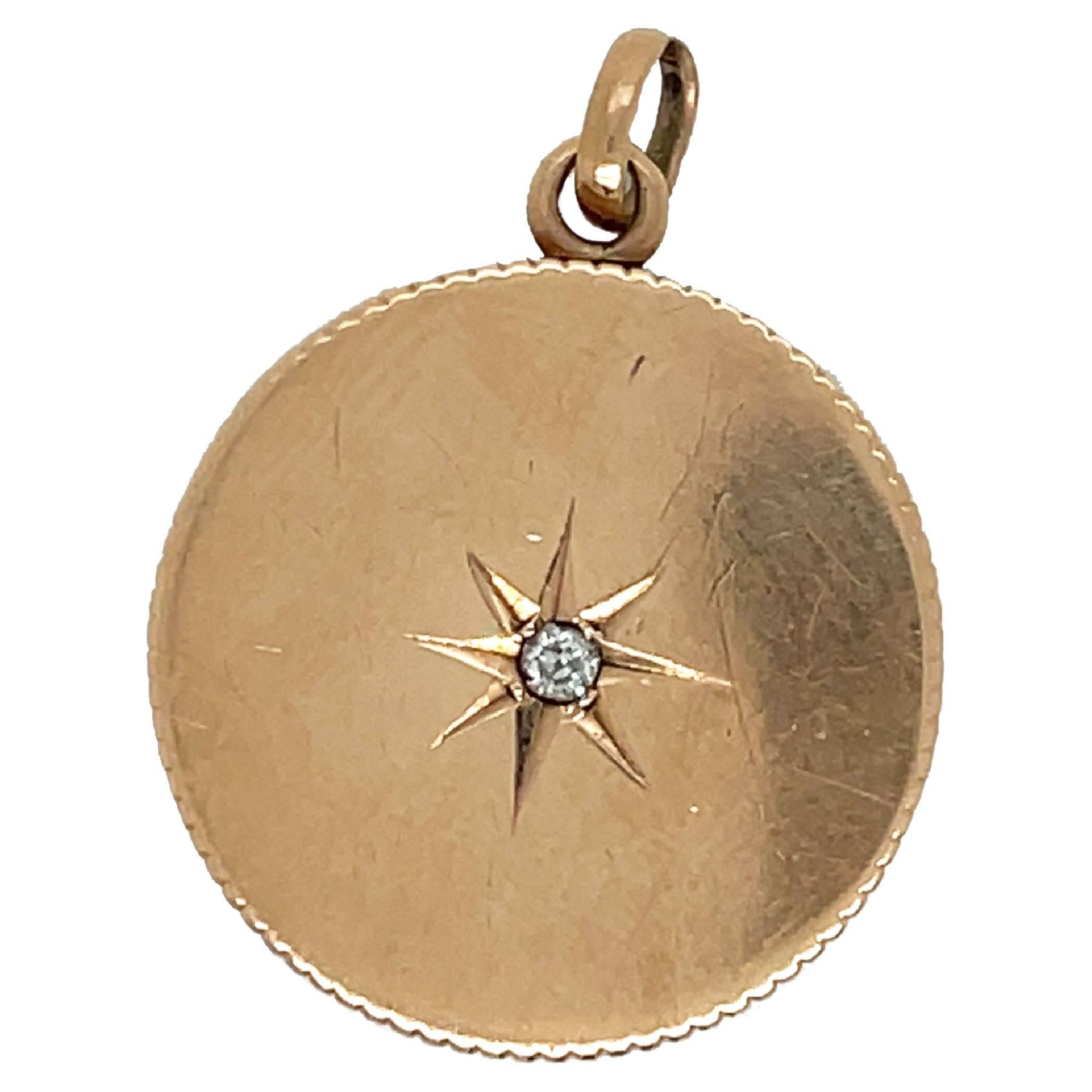 1890 Victorian 14K Yellow Gold Diamond star set Locket