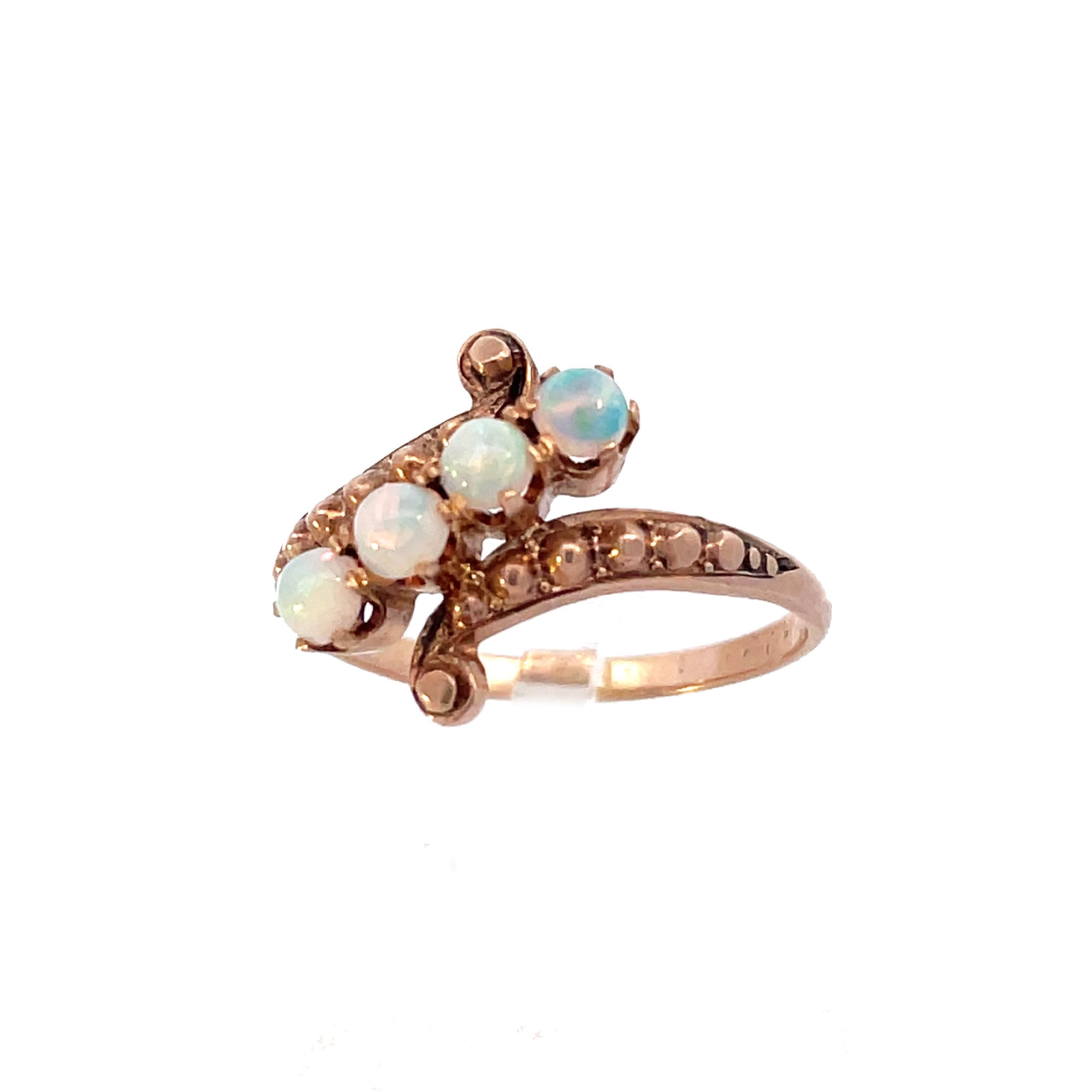 1890 Victorian 14K Yellow Gold White Opal Ring 1