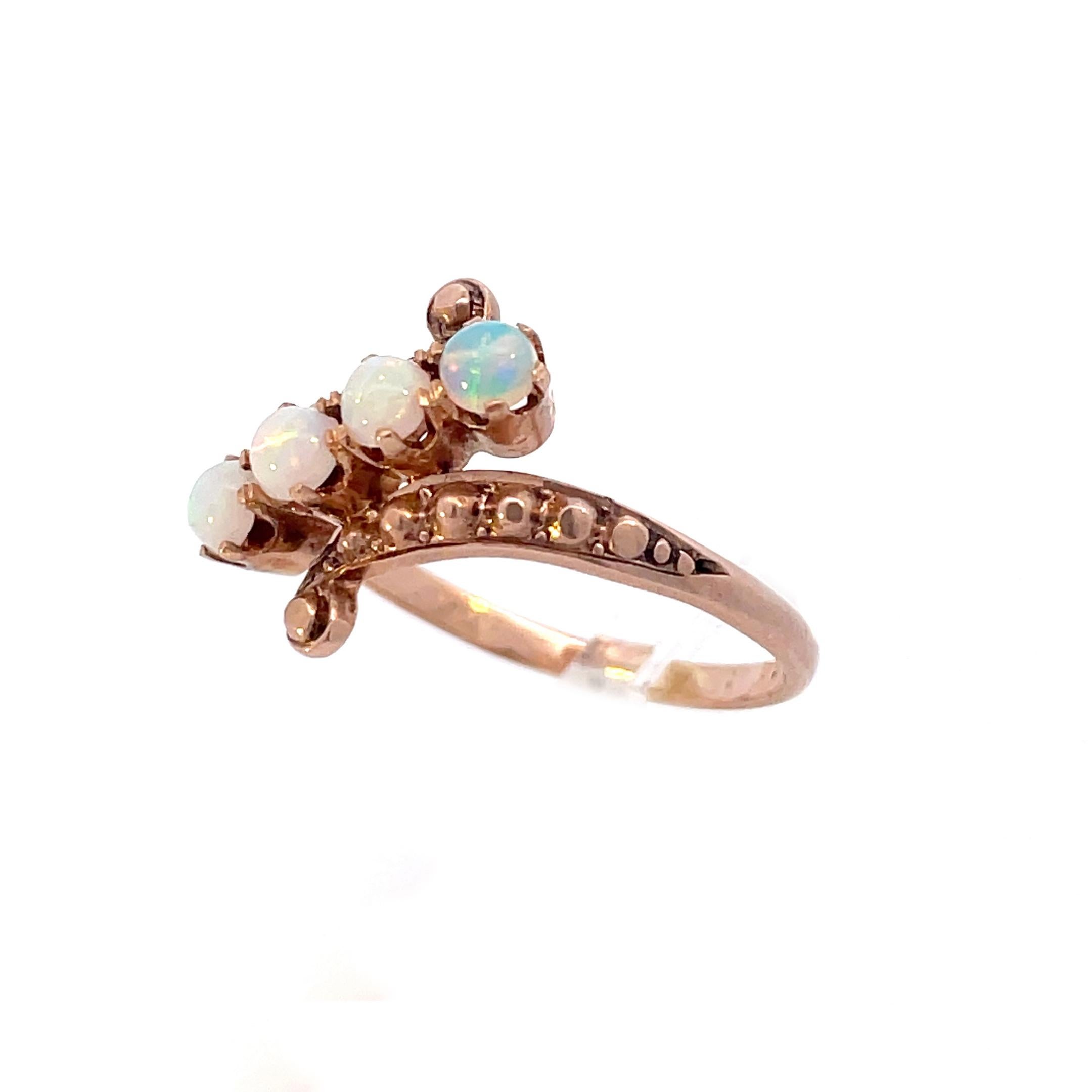 1890 Victorian 14K Yellow Gold White Opal Ring 2