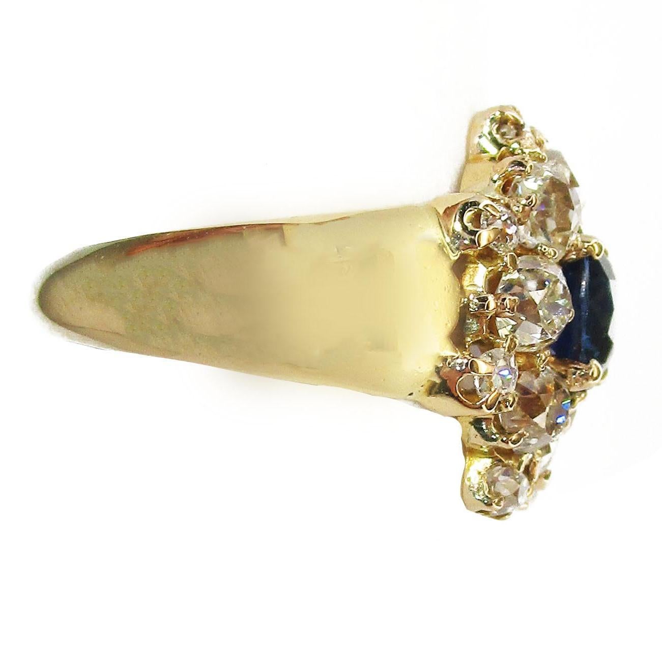 1890 Victorian 18K Yellow Gold Sapphire and Diamond Ring In Excellent Condition In Lexington, KY