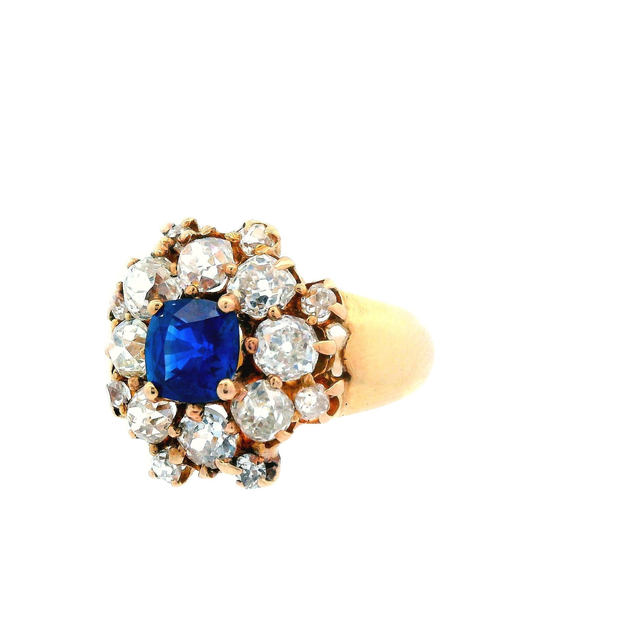 1890 Victorian 18K Yellow Gold Sapphire and Diamond Ring In Good Condition In Lexington, KY