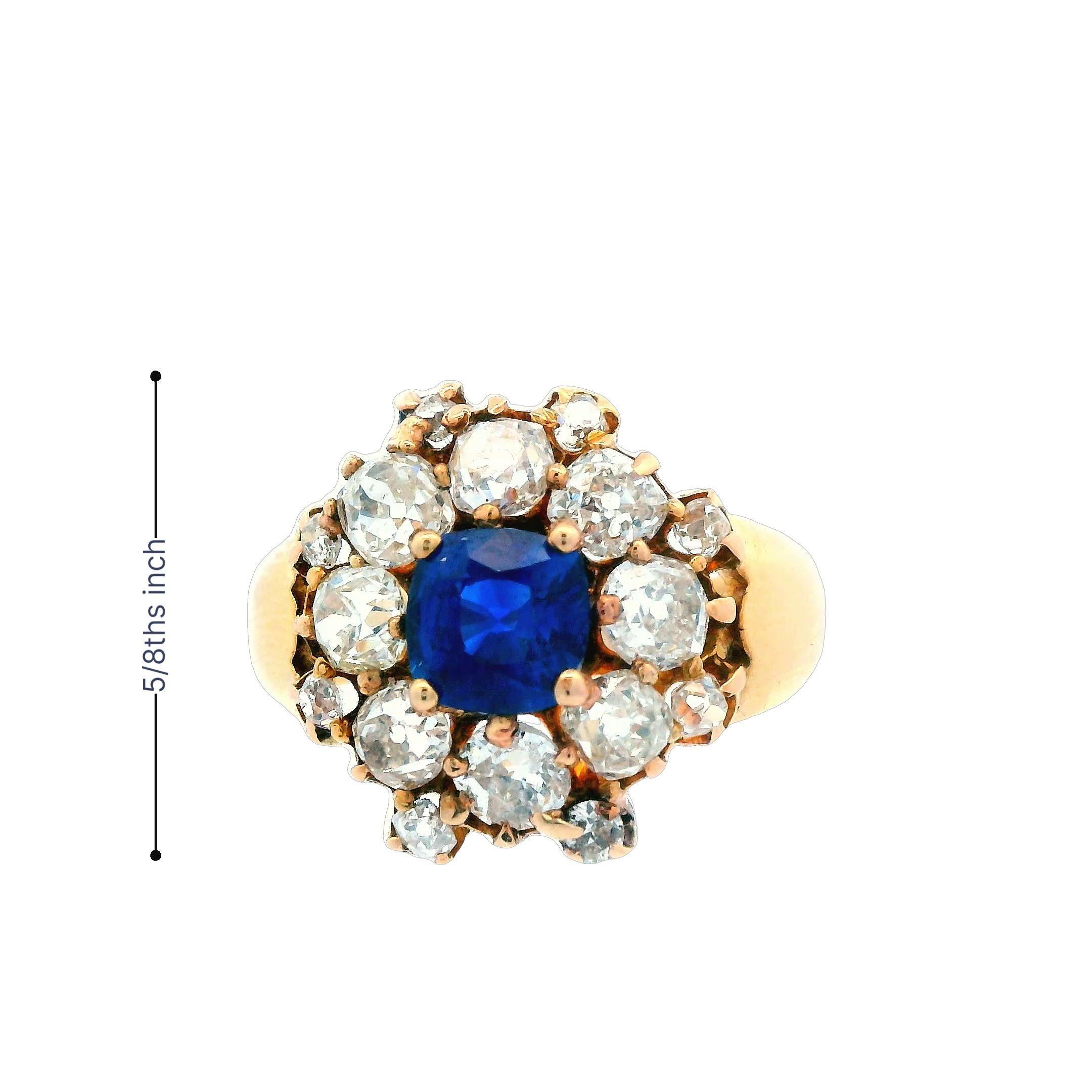 1890 Victorian 18K Yellow Gold Sapphire and Diamond Ring For Sale 4