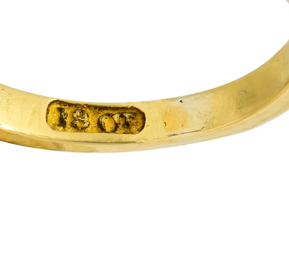 1890 Victorian 2.45 Carat Diamond Sapphire 18 Karat Gold Scrolled Band Ring 4