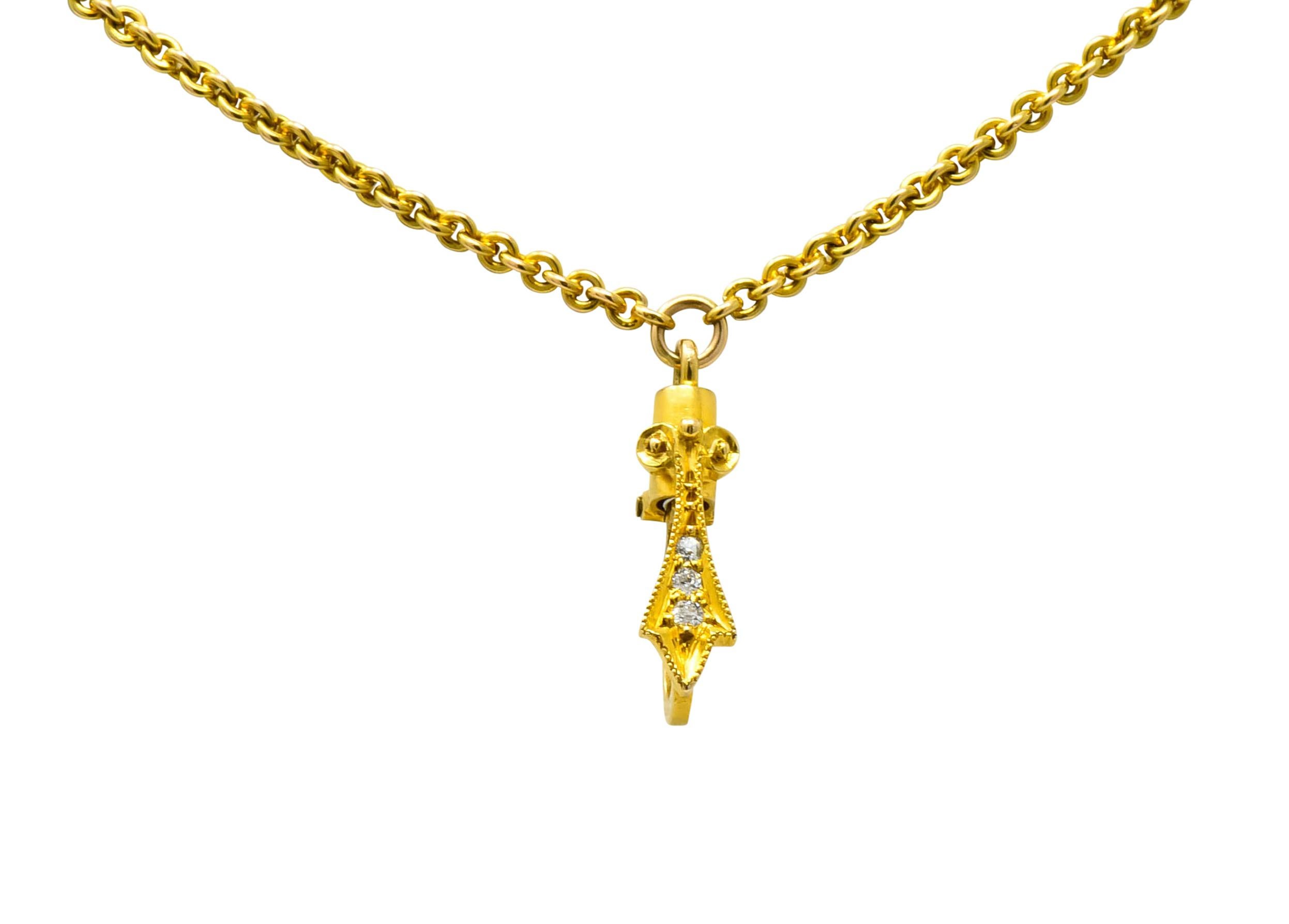 1890 Victorian Diamond Multi-Gem 14 Karat Gold by The Yard Station Necklace 2