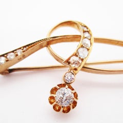 1890 Victorian Imperial Russian Diamond Pin in 14 Karat Rose Gold