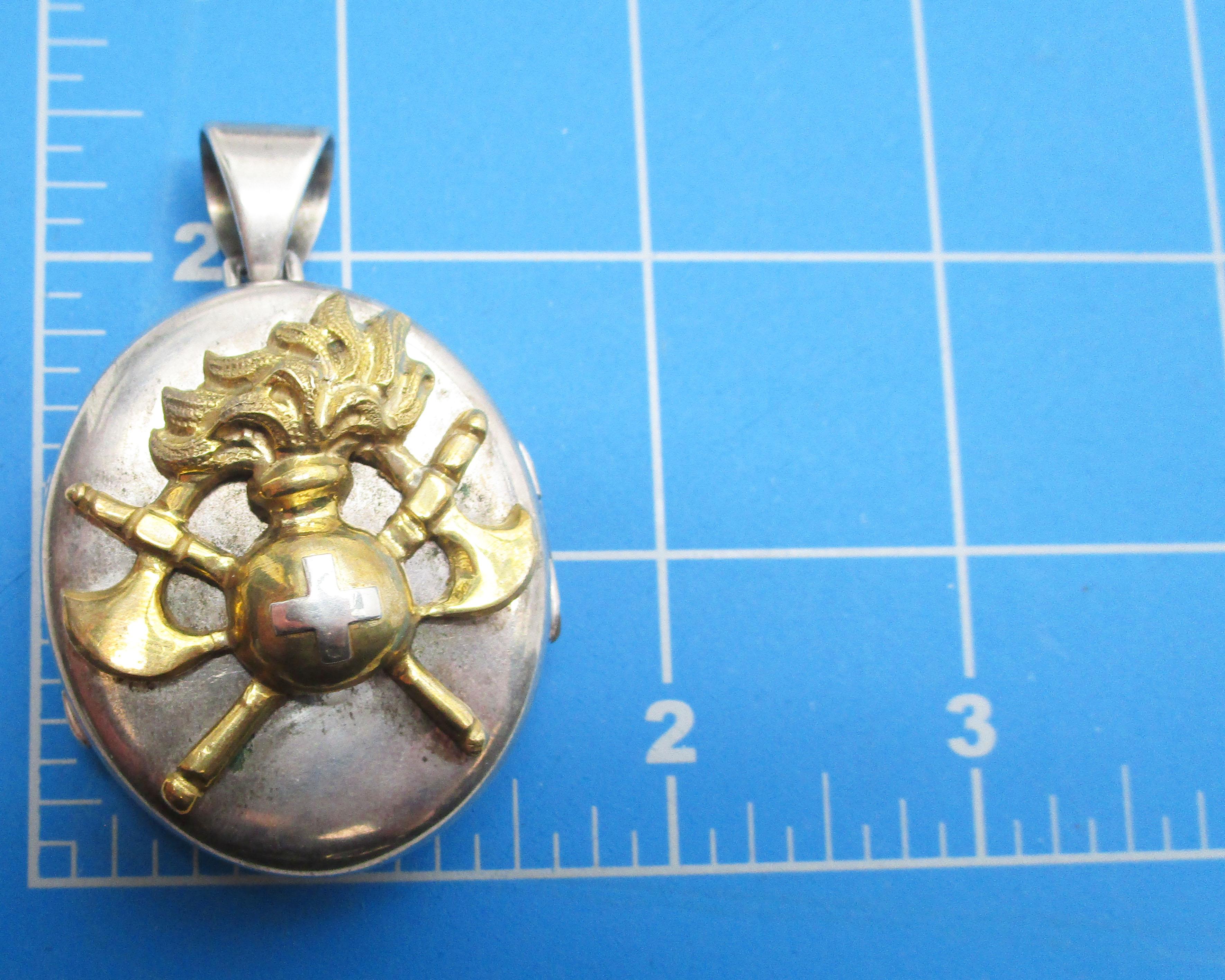 1890 Victorian Sterling Silver and Vermeil Royal Fusiliers Locket 3