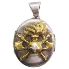 1890 Victorian Sterling Silver and Vermeil Royal Fusiliers Locket