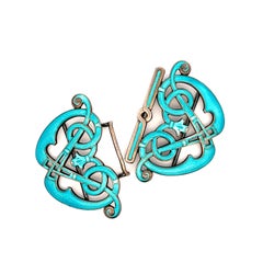 1890 Boucle victorienne en argent sterling émaillé