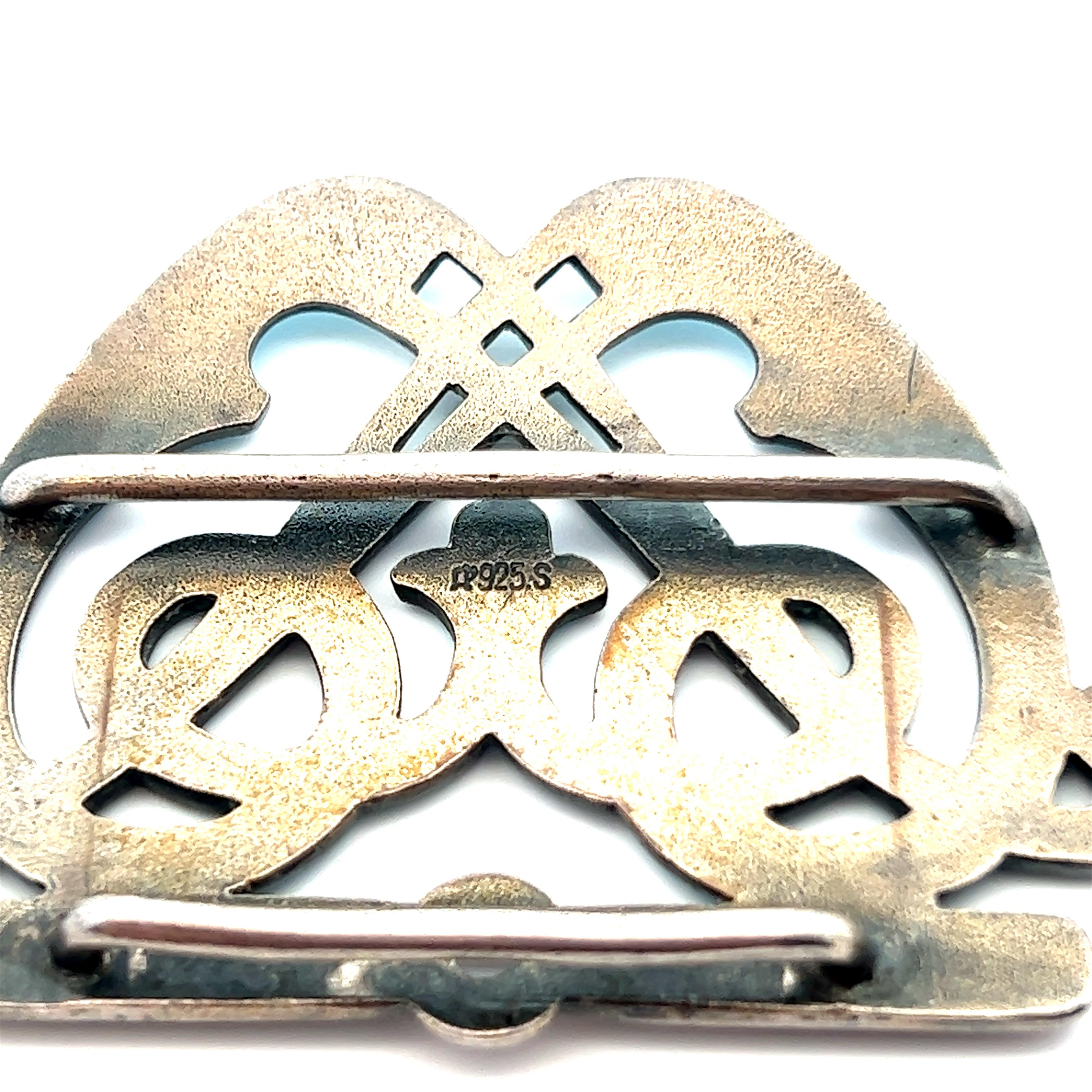 1890 Victorian Sterling Silver Enameled Buckle  For Sale 4