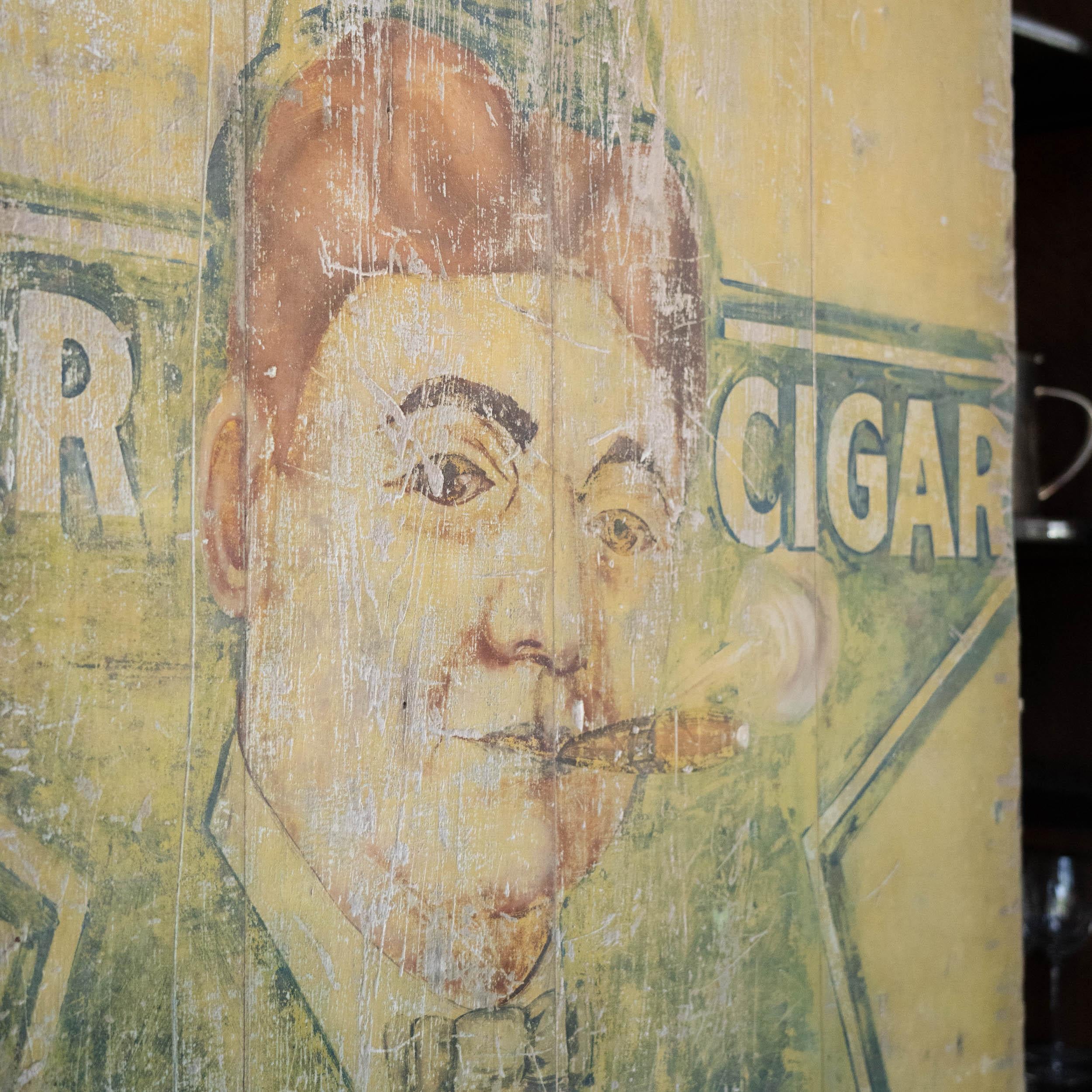 20ième siècle 1890 Wood Panneau publicitaire pour cigares grand américain en vente