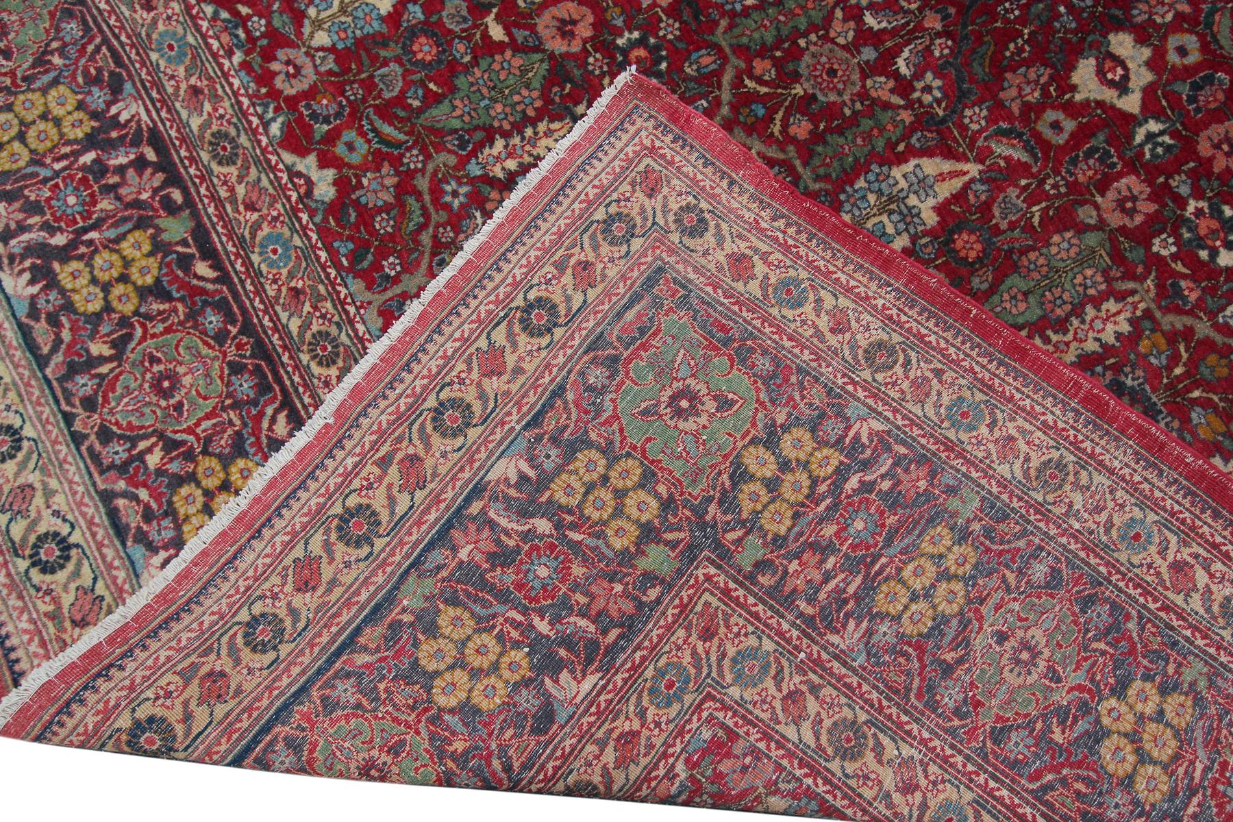 1890 Antiker Haji Jalili Teppich Antiker Persischer Teppich Geometrisches Blatt Gesamt im Angebot 4
