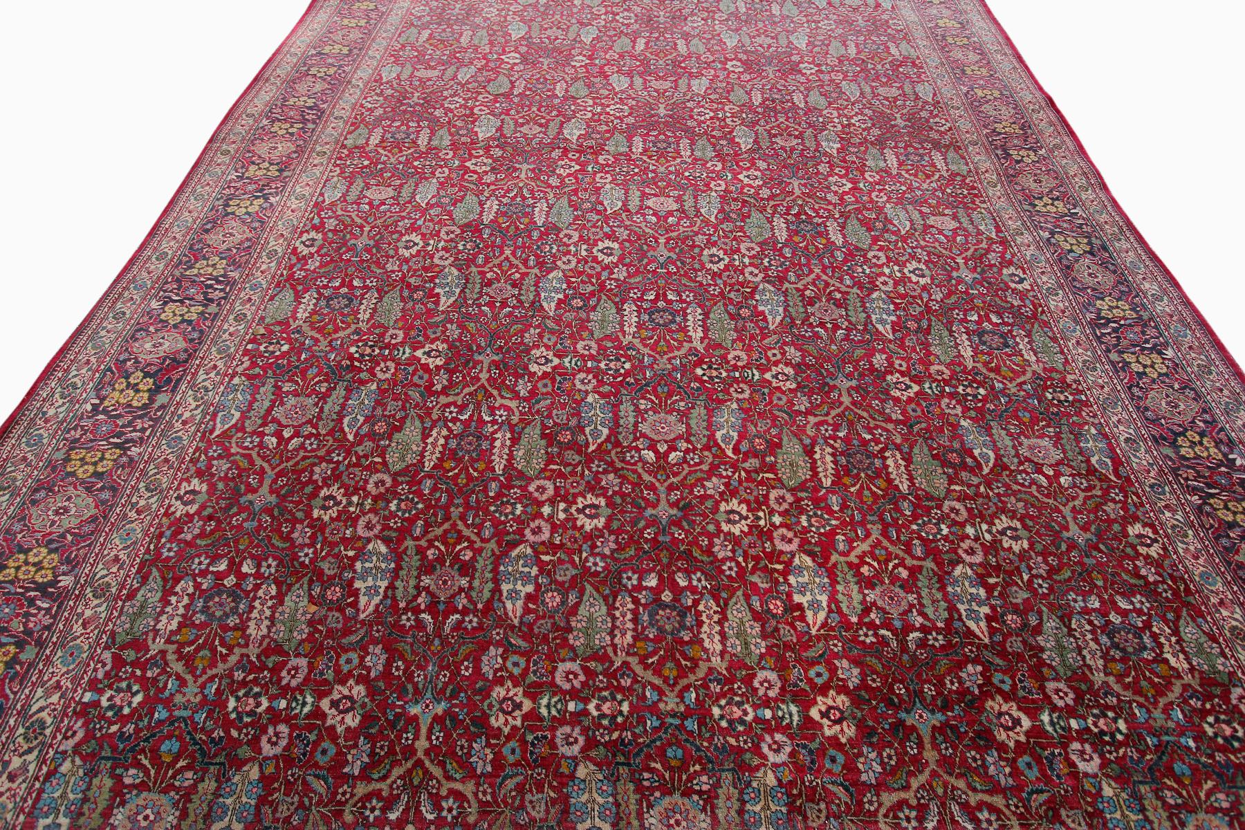 Fine Tabriz rug rare Haji Jalili leaf design incredible Persian 
Measures: 9'3
