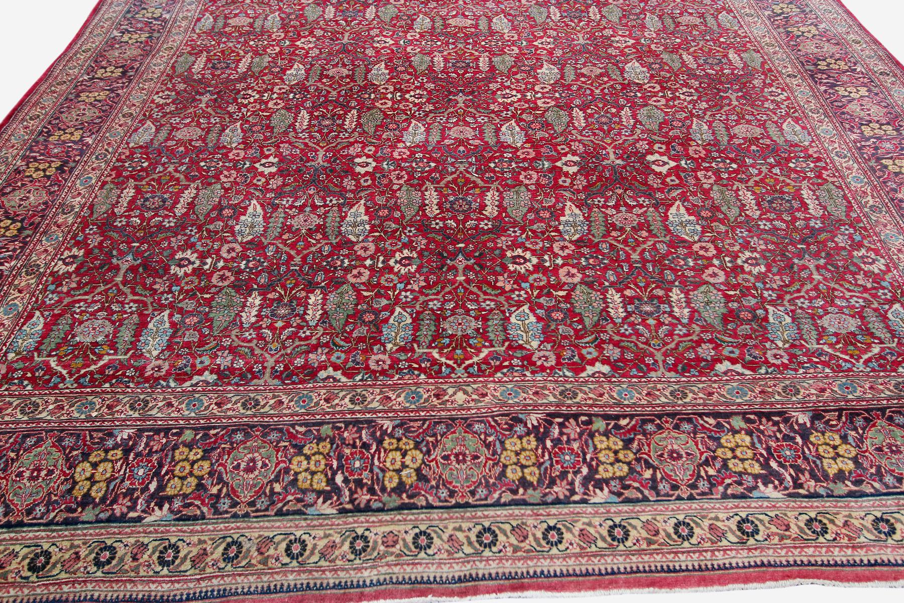1890 Alfombra antigua Haji Jalili Alfombra persa antigua Hoja geométrica Mono Anudado a mano en venta