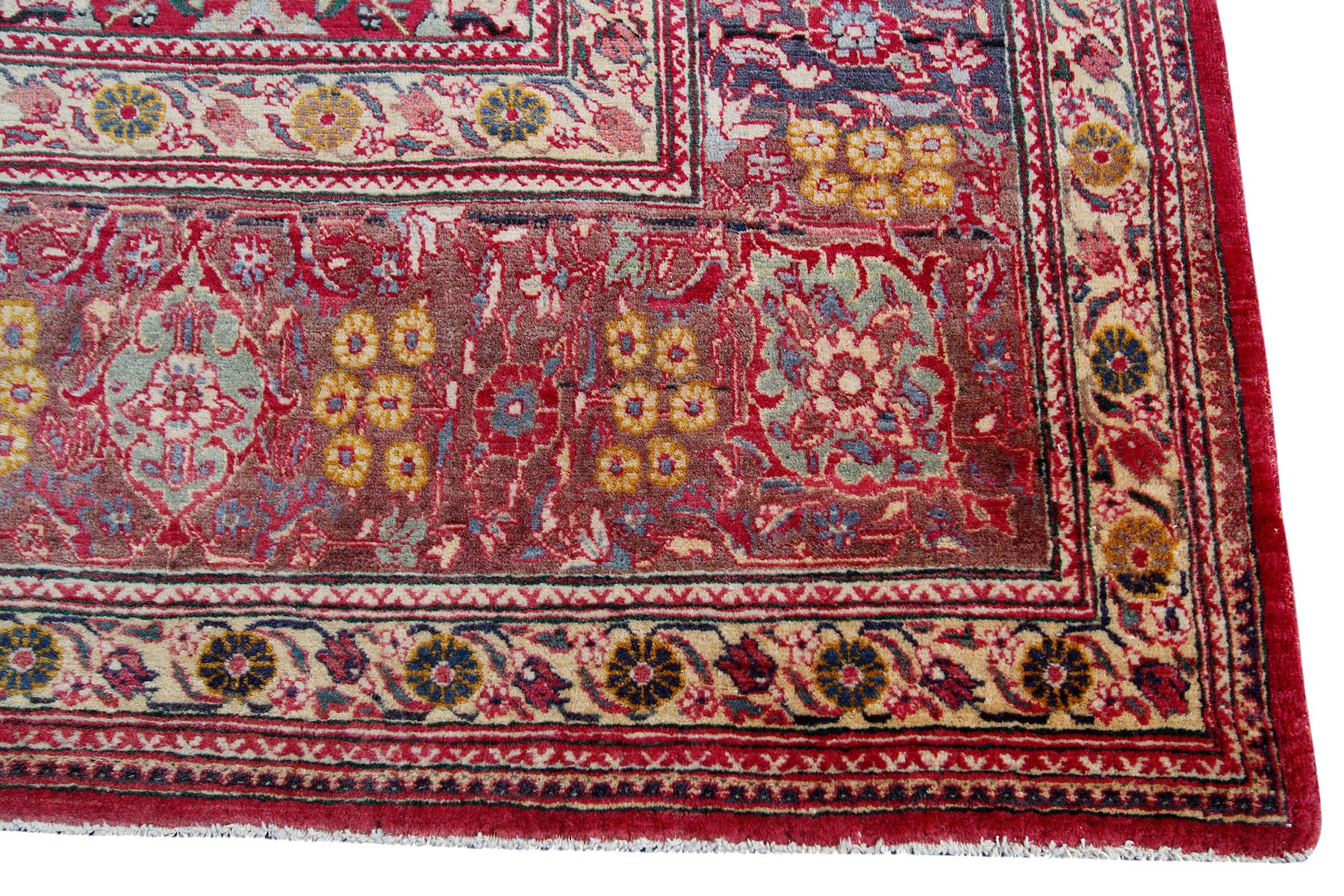 1890 Antique Haji Jalili Rug Antique Persian Rug Geometric Leaf Overall For Sale 1
