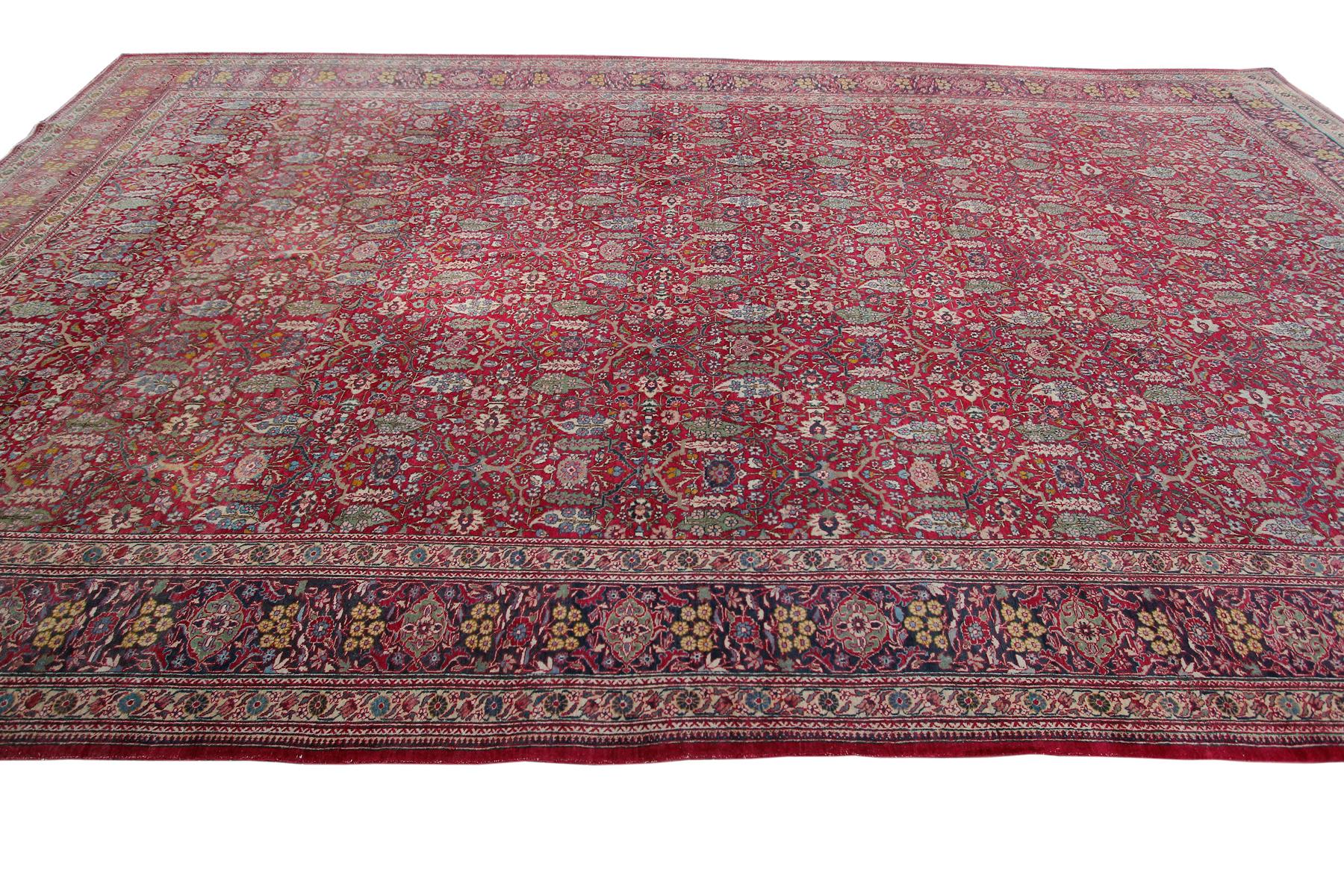 1890 Antique Haji Jalili Rug Antique Persian Rug Geometric Leaf Overall For Sale 2
