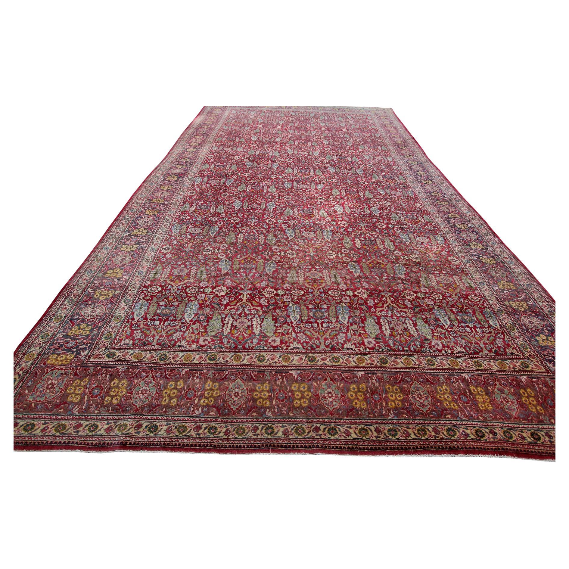 1890 Antiker Haji Jalili Teppich Antiker Persischer Teppich Geometrisches Blatt Gesamt im Angebot