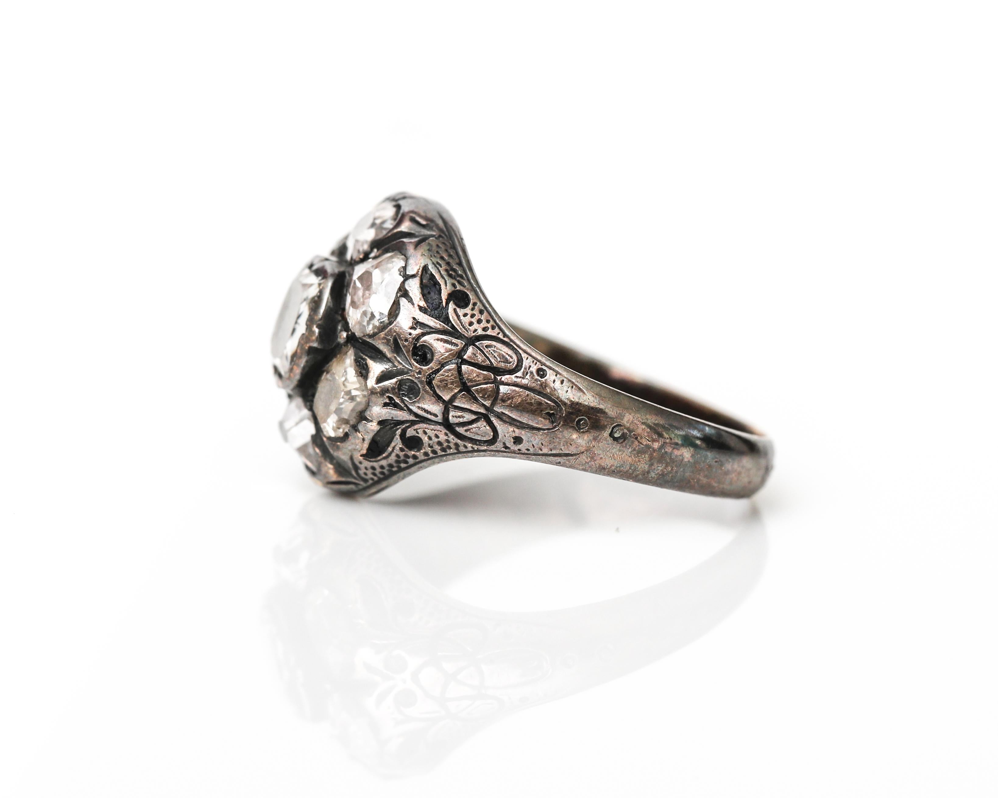 1890s 1 Carat Rose Cut Diamond Ring In Excellent Condition In Atlanta, GA