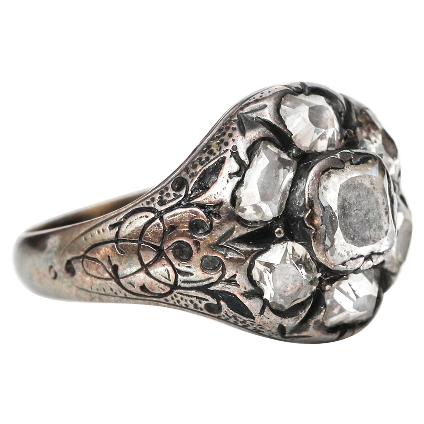 1890s 1 Carat Rose Cut Diamond Ring