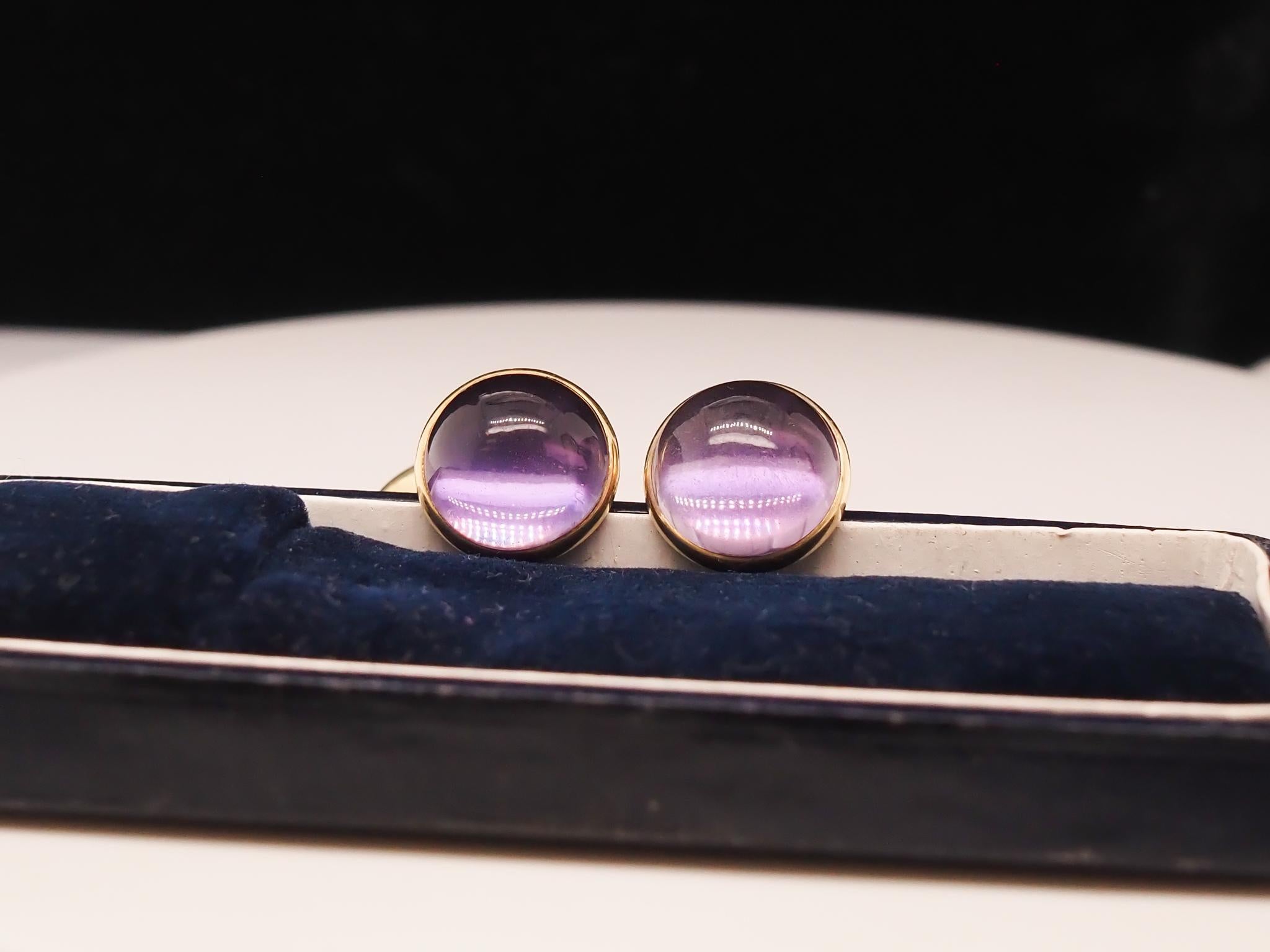 1890s 14k Yellow Gold Victorian Amethyst Cufflinks For Sale 6