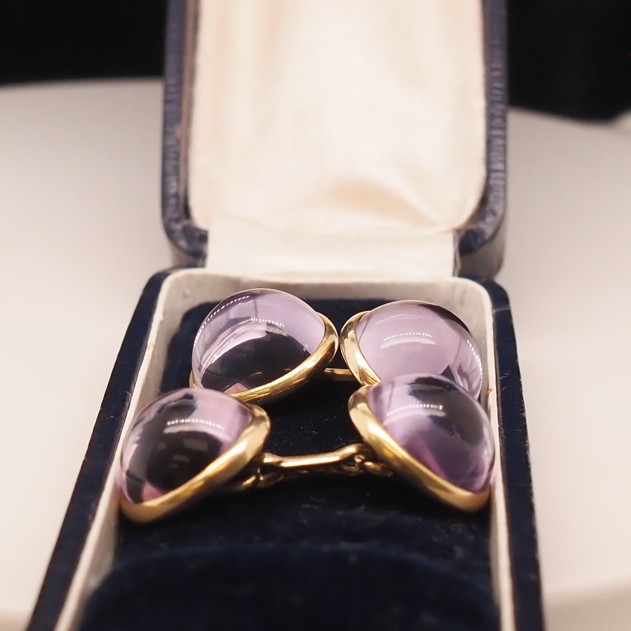 Boutons de manchette victoriens en or jaune 14k de 1890 à l'améthyste en vente 4