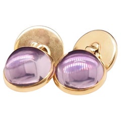 1890s 14k Yellow Gold Victorian Amethyst Cufflinks