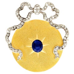 1890s 1.56 Carat Sapphire and Diamond Gold Brooch