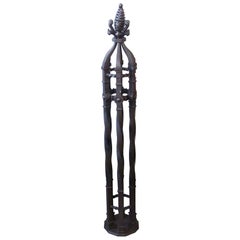 1890s Wrought Iron Stair Railing Post with Twisting