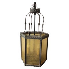 Antique 1890s Amber Glass Lantern