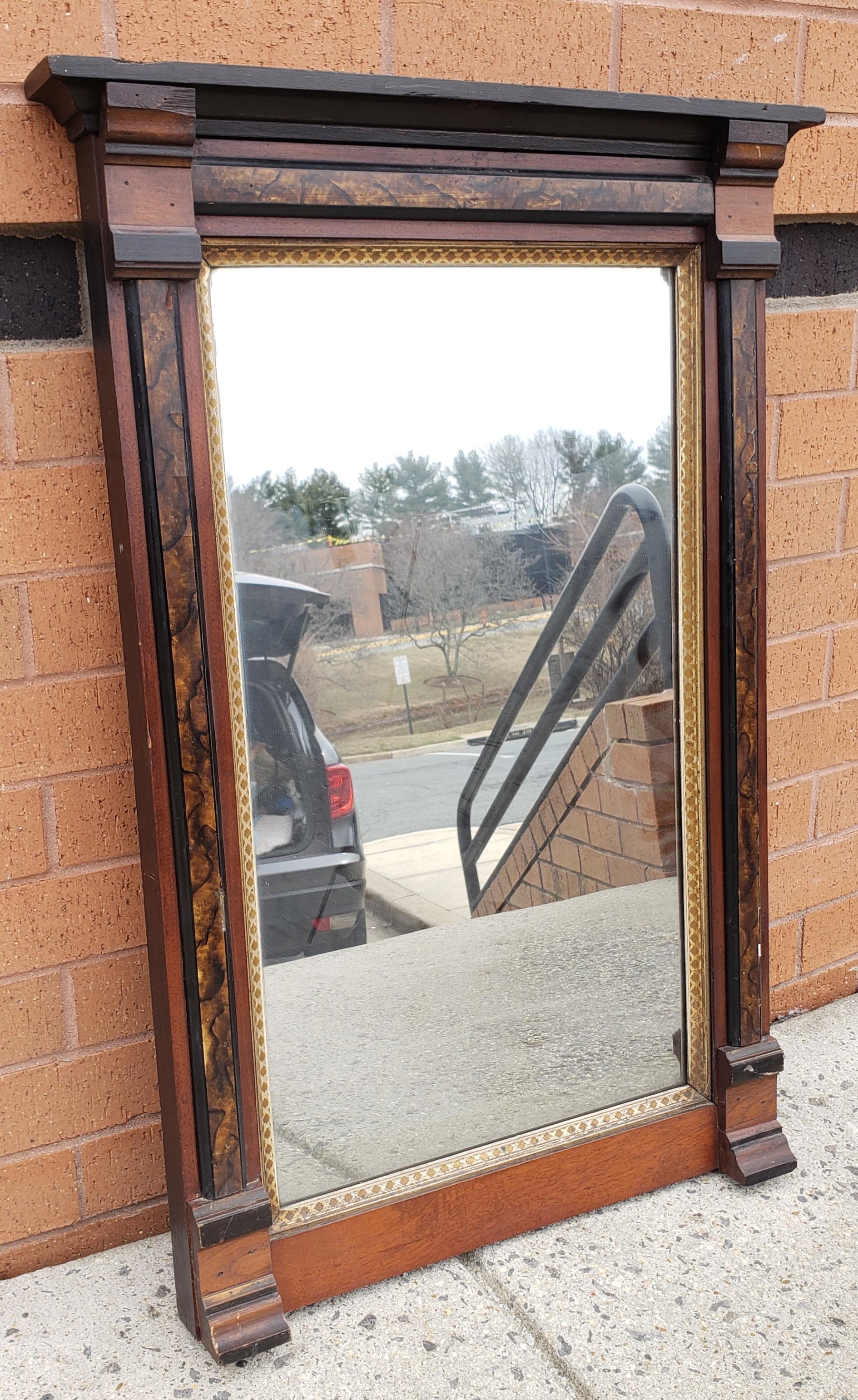 1890s American Classical Parcel Ebonized Mahogany Wall Mirror For Sale 4