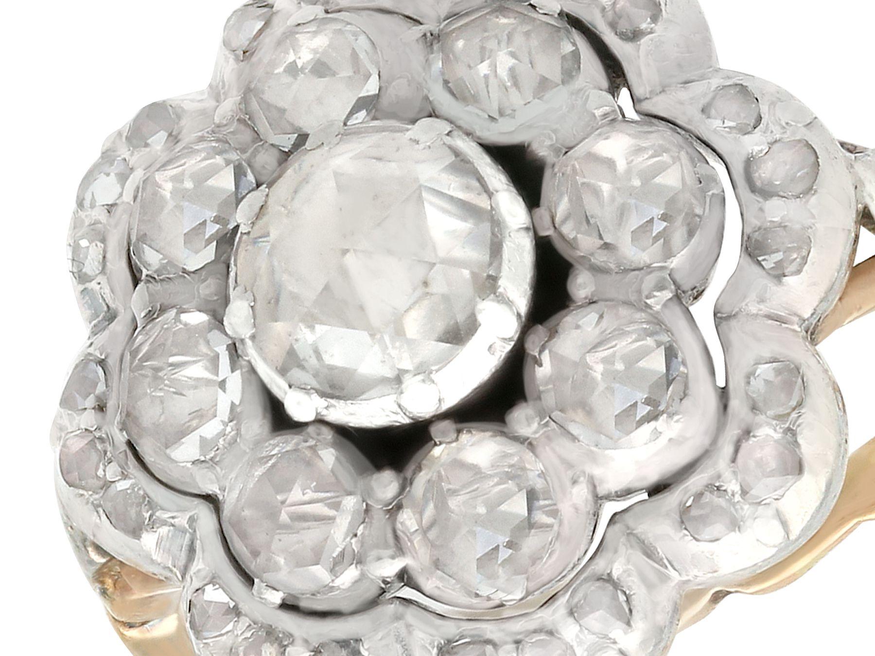 Round Cut Antique 1.07 Carat Diamond Yellow Gold Cocktail Cluster Ring For Sale
