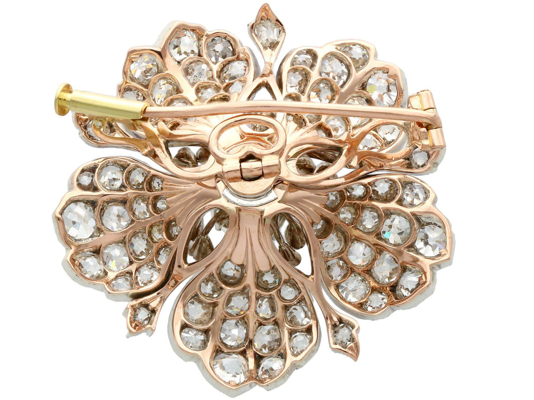 1890s Antique 11.97 Carat Diamond and White Gold Floral Brooch 2